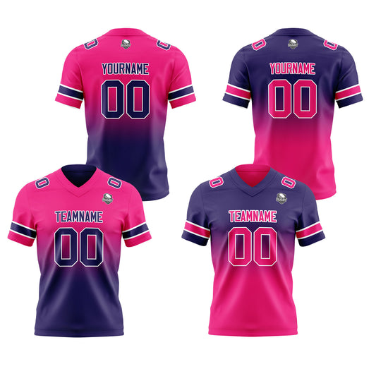 Benutzerdefinierte Rose Dunkelviolett Reversibel Genäht Fußball Trikot Personalisierte Gradient Fußball Shirts für Männer gedruckt Team Name Nummer Logo