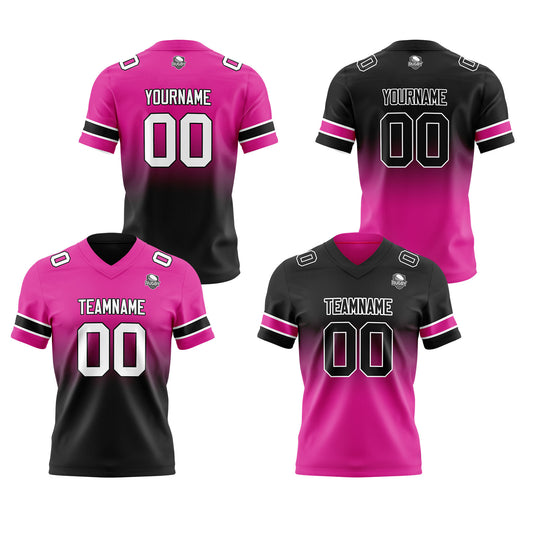 Benutzerdefinierte Rose Schwarz Reversibel Genäht Fußball Trikot Personalisierte Gradient Fußball Shirts für Männer gedruckt Team Name Nummer Logo