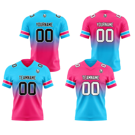 Benutzerdefinierte Hellblau Rosa Reversibel Genäht Fußball Trikot Personalisierte Gradient Fußball Shirts für Männer gedruckt Team Name Nummer Logo