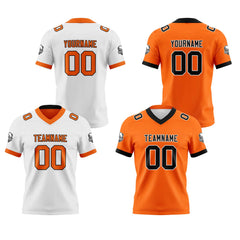 Benutzerdefinierte Weiß Orange Reversibel Genäht Fußball Trikot Personalisierte Fußball Shirts für Männer gedruckt Team Name Nummer Logo