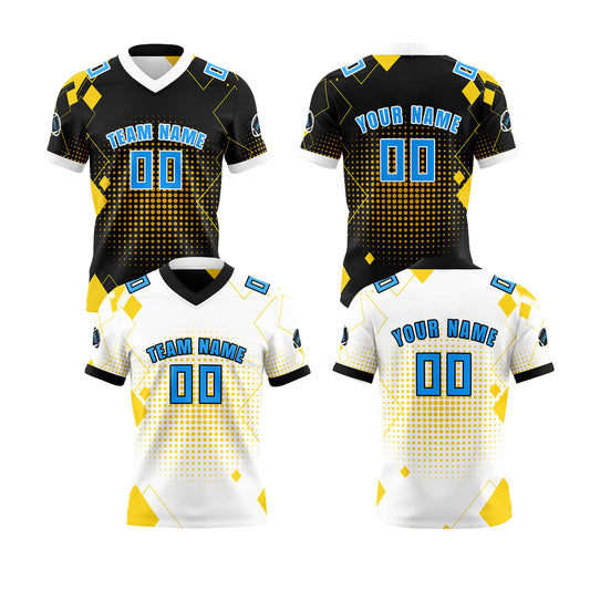 Benutzerdefinierte Weiß Blau Reversibel Fußball Trikot Personalisierte Gradient Fußball Shirts für Männer gedruckt Team Name Nummer Logo