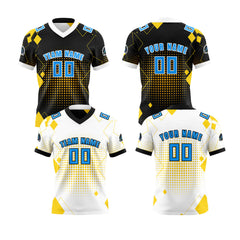 Benutzerdefinierte Weiß Blau Reversibel Fußball Trikot Personalisierte Gradient Fußball Shirts für Männer gedruckt Team Name Nummer Logo