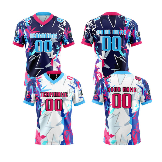 Benutzerdefinierte Blau Pulver Reversibel Fußball Trikot Personalisierte Gradient Fußball Shirts für Männer gedruckt Team Name Nummer Logo