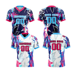 Benutzerdefinierte Blau Pulver Reversibel Fußball Trikot Personalisierte Gradient Fußball Shirts für Männer gedruckt Team Name Nummer Logo