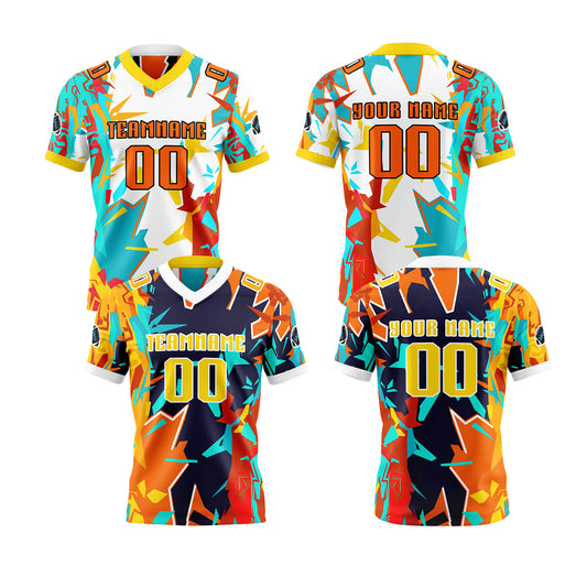 Benutzerdefinierte Orange Blau Reversibel Fußball Trikot Personalisierte Gradient Fußball Shirts für Männer gedruckt Team Name Nummer Logo