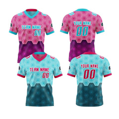 Benutzerdefinierte Rose Rot Blau Reversibel Fußball Trikot Personalisierte Gradient Fußball Shirts für Männer gedruckt Team Name Nummer Logo