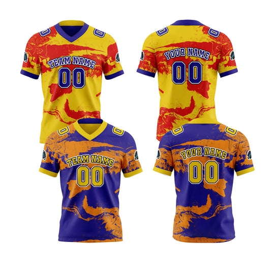 Benutzerdefinierte Blau Orange Reversibel Fußball Trikot Personalisierte Gradient Fußball Shirts für Männer gedruckt Team Name Nummer Logo