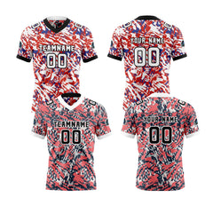 Benutzerdefinierte Rot Blau Reversibel Fußball Trikot Personalisierte Gradient Fußball Shirts für Männer gedruckt Team Name Nummer Logo