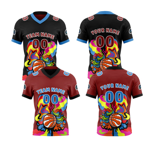 Benutzerdefinierte Rot Blau Reversibel Fußball Trikot Personalisierte Gradient Fußball Shirts für Männer gedruckt Team Name Nummer Logo