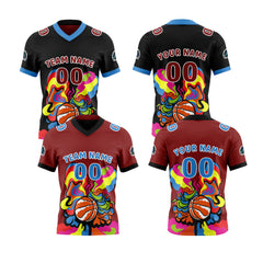 Benutzerdefinierte Rot Blau Reversibel Fußball Trikot Personalisierte Gradient Fußball Shirts für Männer gedruckt Team Name Nummer Logo