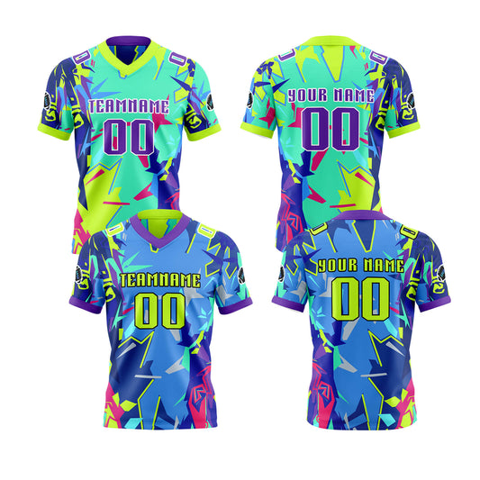 Benutzerdefinierte Grün Blau Reversibel Fußball Trikot Personalisierte Gradient Fußball Shirts für Männer gedruckt Team Name Nummer Logo