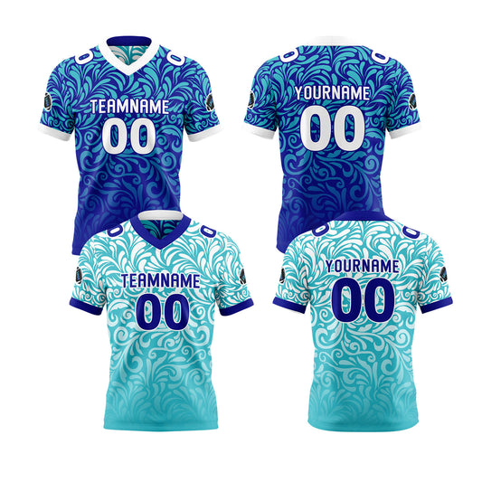 Benutzerdefinierte Blau Weiß Reversibel Fußball Trikot Personalisierte Gradient Fußball Shirts für Männer gedruckt Team Name Nummer Logo