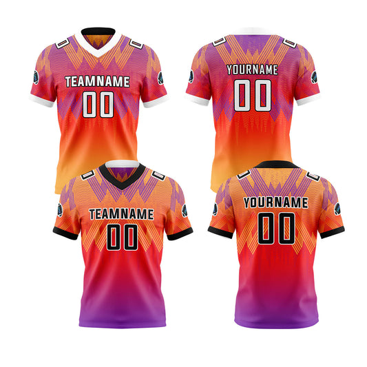 Benutzerdefinierte Rot Lila Reversibel Fußball Trikot Personalisierte Gradient Fußball Shirts für Männer gedruckt Team Name Nummer Logo