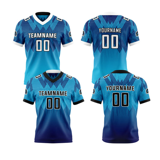Benutzerdefinierte Blau Weiß Reversibel Fußball Trikot Personalisierte Gradient Fußball Shirts für Männer gedruckt Team Name Nummer Logo