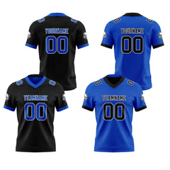 Benutzerdefinierte Schwarz Royal Reversibel Genäht Fußball Trikot Personalisierte Fußball Shirts für Männer gedruckt Team Name Nummer Logo