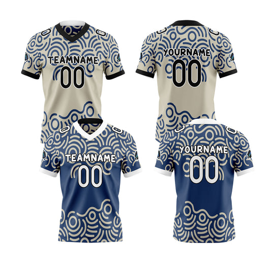 Benutzerdefinierte Blau Weiß Reversibel Fußball Trikot Personalisierte Gradient Fußball Shirts für Männer gedruckt Team Name Nummer Logo