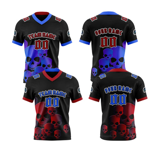 Benutzerdefinierte Schwarz Blau Reversibel Fußball Trikot Personalisierte Gradient Fußball Shirts für Männer gedruckt Team Name Nummer Logo