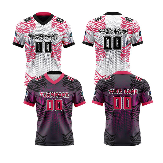 Benutzerdefinierte Weiß Schwarz Pulver Reversibel Fußball Trikot Personalisierte Gradient Fußball Shirts für Männer gedruckt Team Name Nummer Logo