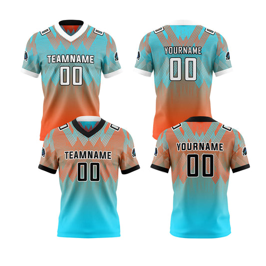 Benutzerdefinierte Orange Blau Reversibel Fußball Trikot Personalisierte Gradient Fußball Shirts für Männer gedruckt Team Name Nummer Logo