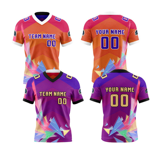 Benutzerdefinierte Grün Lila Reversibel Fußball Trikot Personalisierte Gradient Fußball Shirts für Männer gedruckt Team Name Nummer Logo
