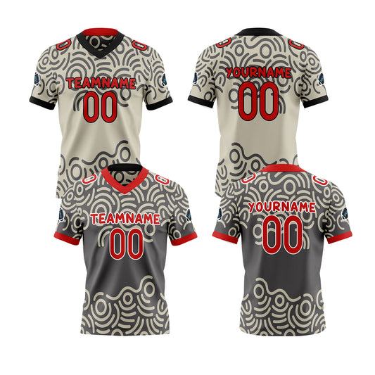 Benutzerdefinierte Grau Rot Reversibel Fußball Trikot Personalisierte Gradient Fußball Shirts für Männer gedruckt Team Name Nummer Logo