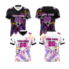 Benutzerdefinierte Weiß Rosa Reversibel Fußball Trikot Personalisierte Gradient Fußball Shirts für Männer gedruckt Team Name Nummer Logo