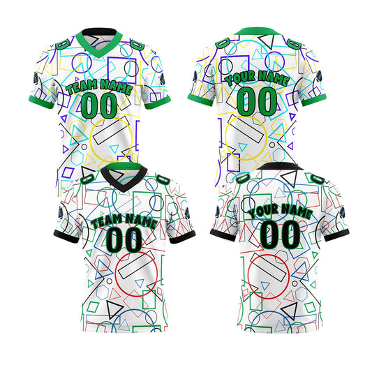 Benutzerdefinierte Grün Schwarz Reversibel Fußball Trikot Personalisierte Gradient Fußball Shirts für Männer gedruckt Team Name Nummer Logo