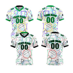 Benutzerdefinierte Grün Schwarz Reversibel Fußball Trikot Personalisierte Gradient Fußball Shirts für Männer gedruckt Team Name Nummer Logo