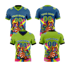 Benutzerdefinierte Grün Blau Reversibel Fußball Trikot Personalisierte Gradient Fußball Shirts für Männer gedruckt Team Name Nummer Logo