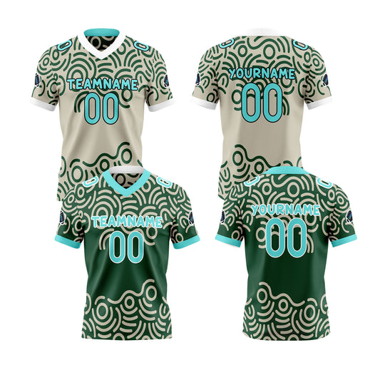 Benutzerdefinierte Grün Blau Reversibel Fußball Trikot Personalisierte Gradient Fußball Shirts für Männer gedruckt Team Name Nummer Logo