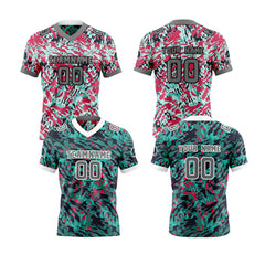 Benutzerdefinierte Blau Grau Reversibel Fußball Trikot Personalisierte Gradient Fußball Shirts für Männer gedruckt Team Name Nummer Logo