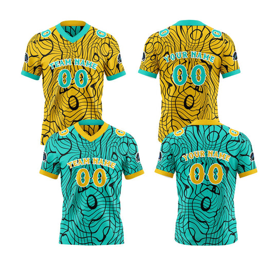 Benutzerdefinierte Grün Gelb Reversibel Fußball Trikot Personalisierte Gradient Fußball Shirts für Männer gedruckt Team Name Nummer Logo