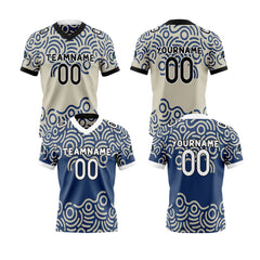 Benutzerdefinierte Blau Weiß Reversibel Fußball Trikot Personalisierte Gradient Fußball Shirts für Männer gedruckt Team Name Nummer Logo