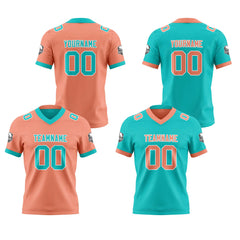 Benutzerdefinierte Lichtorange Teal Reversibel Genäht Fußball Trikot Personalisierte Fußball Shirts für Männer gedruckt Team Name Nummer Logo