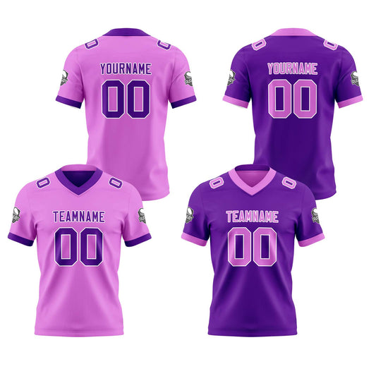 Benutzerdefinierte Lichtlila Lila Reversibel Genäht Fußball Trikot Personalisierte Fußball Shirts für Männer gedruckt Team Name Nummer Logo