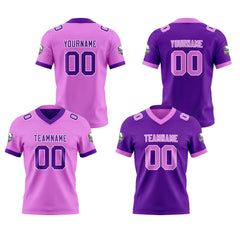 Benutzerdefinierte Lichtlila Lila Reversibel Genäht Fußball Trikot Personalisierte Fußball Shirts für Männer gedruckt Team Name Nummer Logo