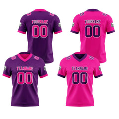 Benutzerdefinierte Dunkellila Rosa Reversibel Genäht Fußball Trikot Personalisierte Fußball Shirts für Männer gedruckt Team Name Nummer Logo