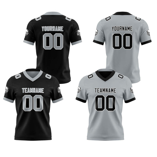 Benutzerdefinierte Schwarz Grau Reversibel Genäht Fußball Trikot Personalisierte Fußball Shirts für Männer gedruckt Team Name Nummer Logo