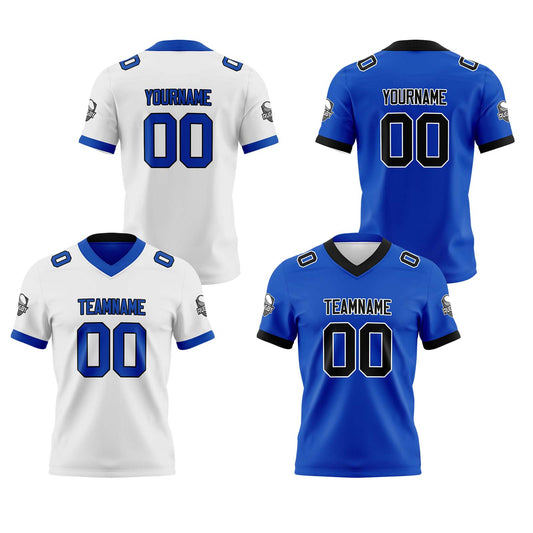 Benutzerdefinierte Weiß Royal Reversibel Genäht Fußball Trikot Personalisierte Fußball Shirts für Männer gedruckt Team Name Nummer Logo