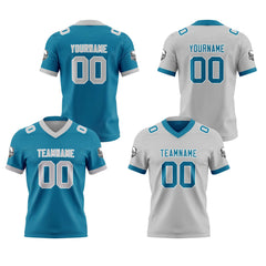 Benutzerdefinierte Aqua Grau Reversibel Genäht Fußball Trikot Personalisierte Fußball Shirts für Männer gedruckt Team Name Nummer Logo