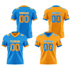 Benutzerdefinierte Blau Orange Reversibel Genäht Fußball Trikot Personalisierte Fußball Shirts für Männer gedruckt Team Name Nummer Logo