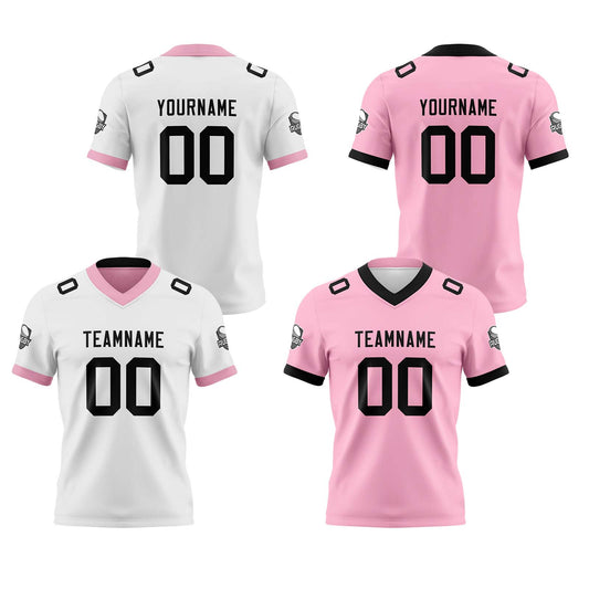 Benutzerdefinierte Weiß Rosa Schwarz Reversibel Genäht Fußball Trikot Personalisierte Fußball Shirts für Männer gedruckt Team Name Nummer Logo