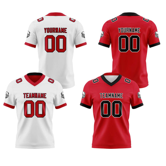 Benutzerdefinierte Weiß Rot Reversibel Genäht Fußball Trikot Personalisierte Fußball Shirts für Männer gedruckt Team Name Nummer Logo