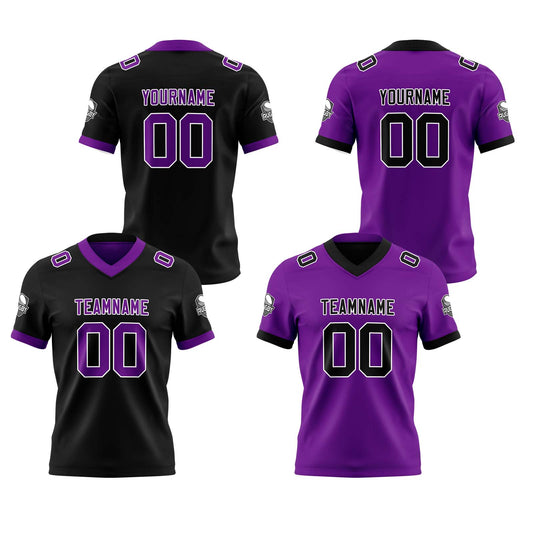 Benutzerdefinierte Schwarz Lila Reversibel Genäht Fußball Trikot Personalisierte Fußball Shirts für Männer gedruckt Team Name Nummer Logo