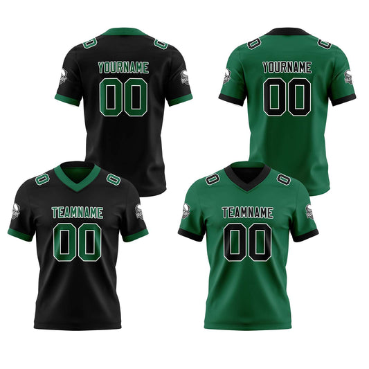 Benutzerdefinierte Schwarz Grün Reversibel Genäht Fußball Trikot Personalisierte Fußball Shirts für Männer gedruckt Team Name Nummer Logo