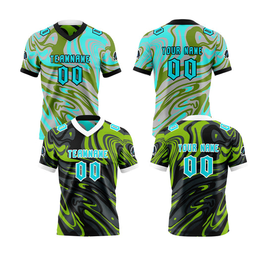 Benutzerdefinierte Grau Grün Reversibel Fußball Trikot Personalisierte Gradient Fußball Shirts für Männer gedruckt Team Name Nummer Logo