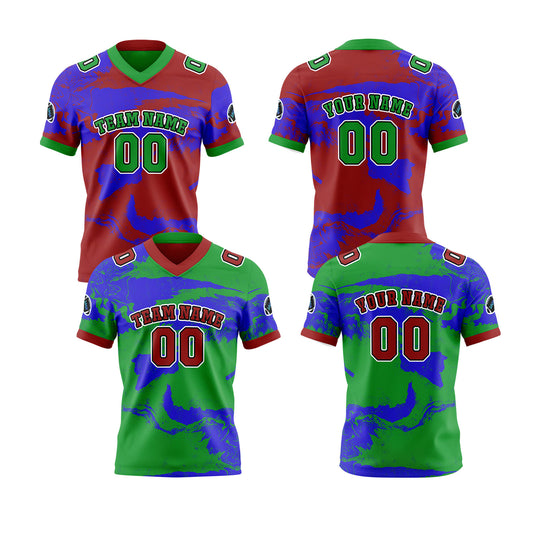 Benutzerdefinierte Grün Rot Reversibel Fußball Trikot Personalisierte Gradient Fußball Shirts für Männer gedruckt Team Name Nummer Logo