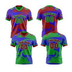 Benutzerdefinierte Grün Rot Reversibel Fußball Trikot Personalisierte Gradient Fußball Shirts für Männer gedruckt Team Name Nummer Logo