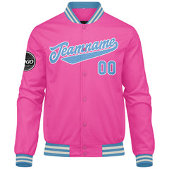Benutzerdefinierte Verlauf Varsity-Jacke. Letterman-Jacke Dunkelgrün Rosa Hellblau