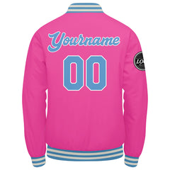 Benutzerdefinierte Verlauf Varsity-Jacke. Letterman-Jacke Dunkelgrün Rosa Hellblau
